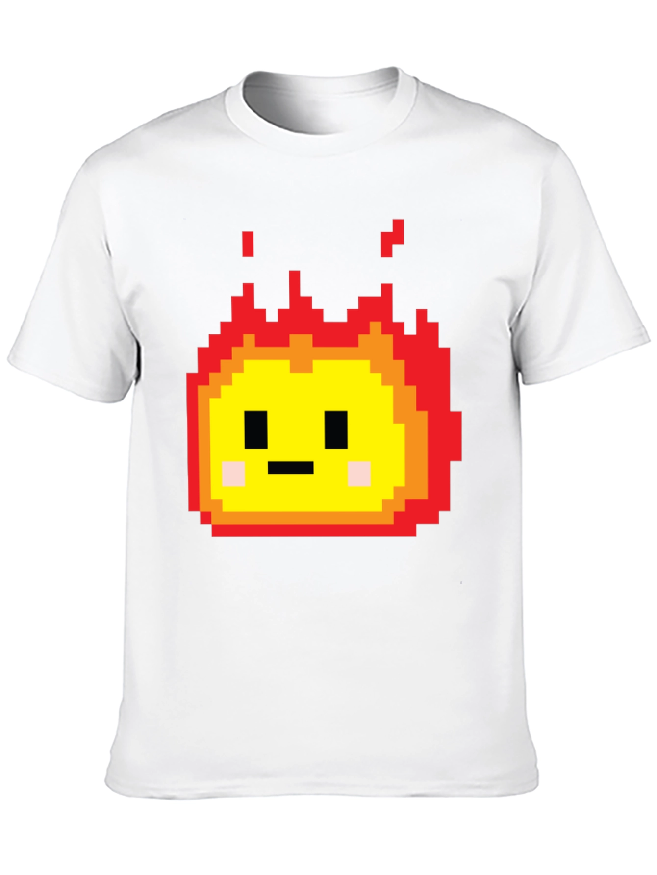 Camiseta Negra con Diseño Pixel de Fuego