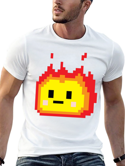 Camiseta Negra con Diseño Pixel de Fuego