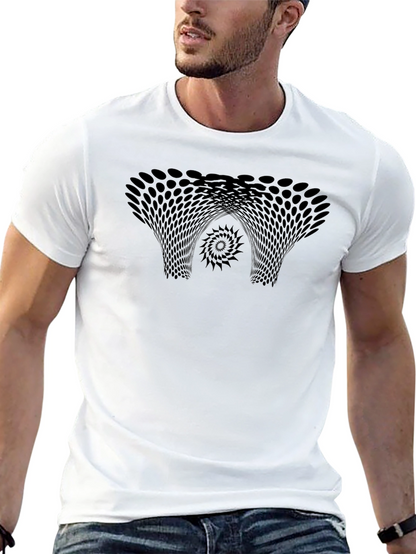 Camiseta Negra con Diseño Abstracto Hipnótico