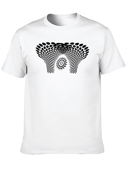 Camiseta Negra con Diseño Abstracto Hipnótico