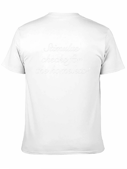 Camiseta Hombre Negra Cheques Estímulo para los Sin Techo
