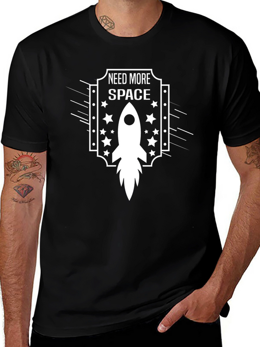 Camiseta Negra Need More Space para Amantes del Espacio