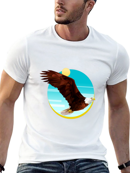 Camiseta Negra Hombre Águila Geométrica