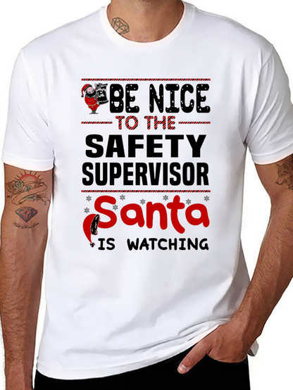 Camiseta Negra con Diseño Navideño de Seguridad