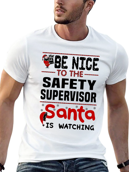 Camiseta Negra con Diseño Navideño de Seguridad