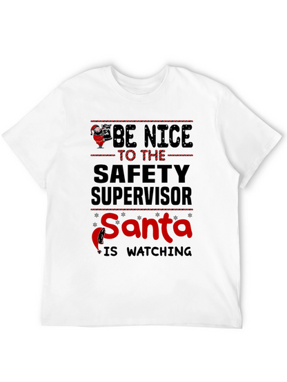 Camiseta Negra con Diseño Navideño de Seguridad