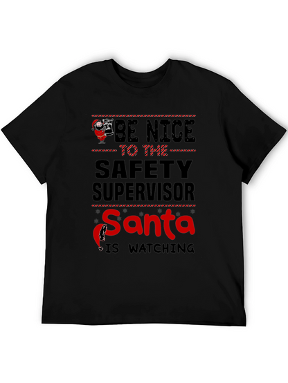 Camiseta Negra con Diseño Navideño de Seguridad
