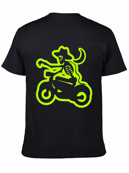 Camiseta Negra con Esqueleto Motero Neón