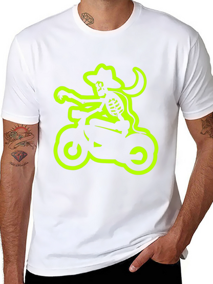 Camiseta Negra con Esqueleto Motero Neón