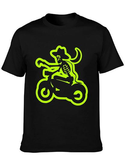 Camiseta Negra con Esqueleto Motero Neón