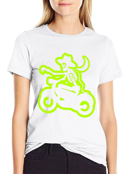 Camiseta Negra con Esqueleto Motero Neón