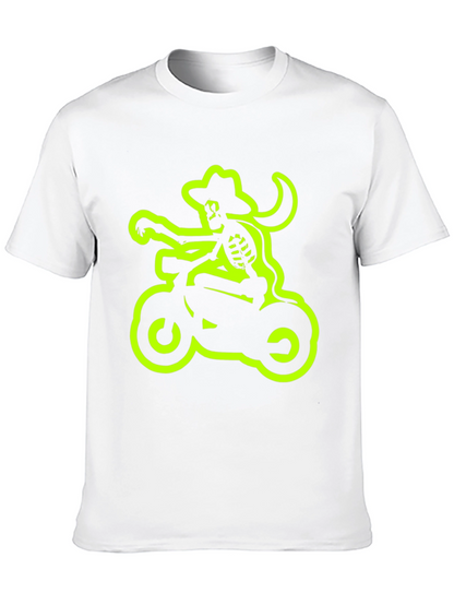 Camiseta Negra con Esqueleto Motero Neón
