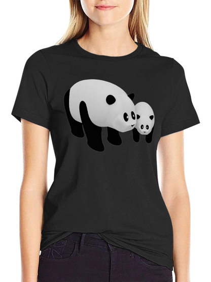 Camiseta Negra con Diseño Panda Adorable