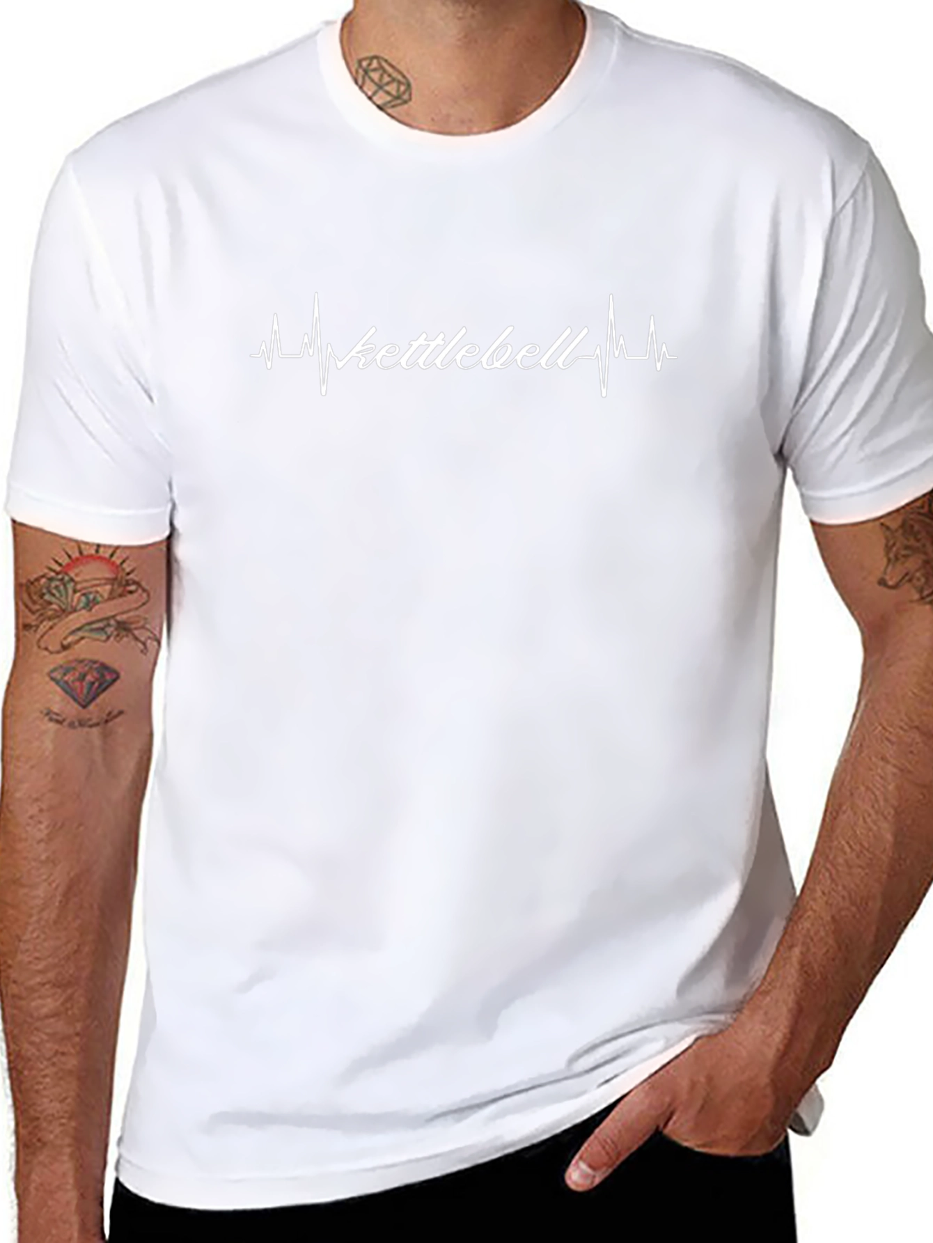Camiseta Negra Kettlebell Ritmo Cardíaco - Entrena con Pasión