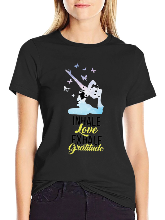 Camiseta Yoga: Inhala Amor Exhala Gratitud - Diseño Único