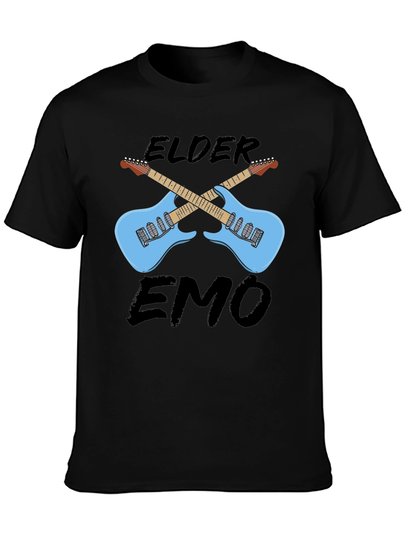 Camiseta Negra Elder Emo con Guitarras Cruzadas