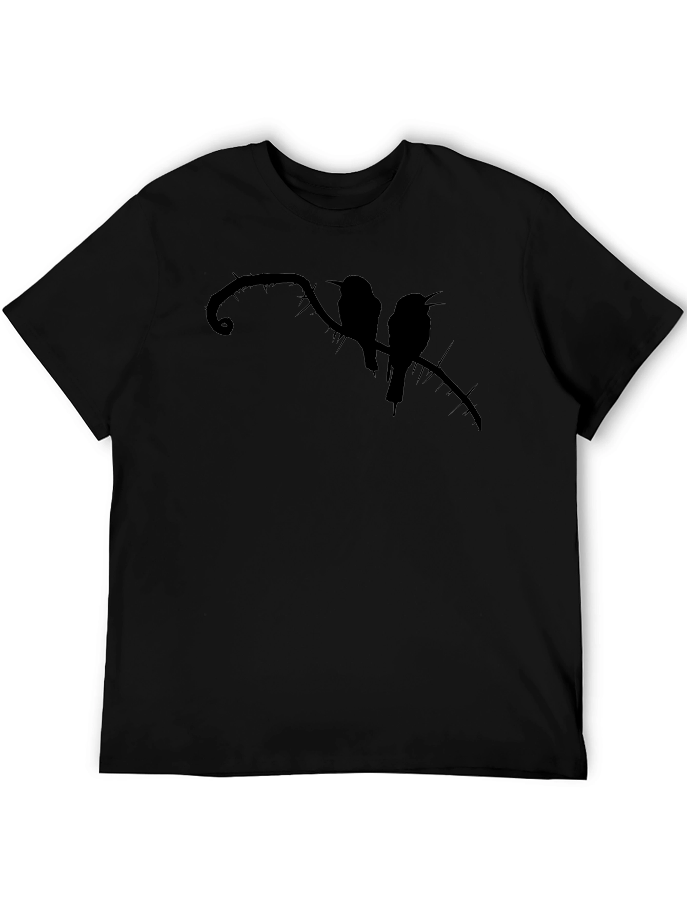 Camiseta Negra con Silueta de Aves