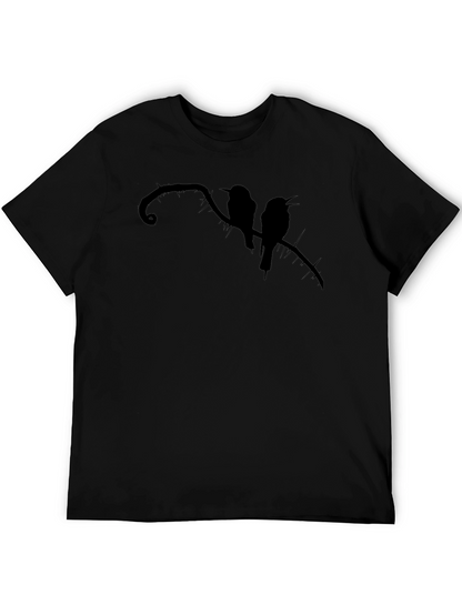 Camiseta Negra con Silueta de Aves