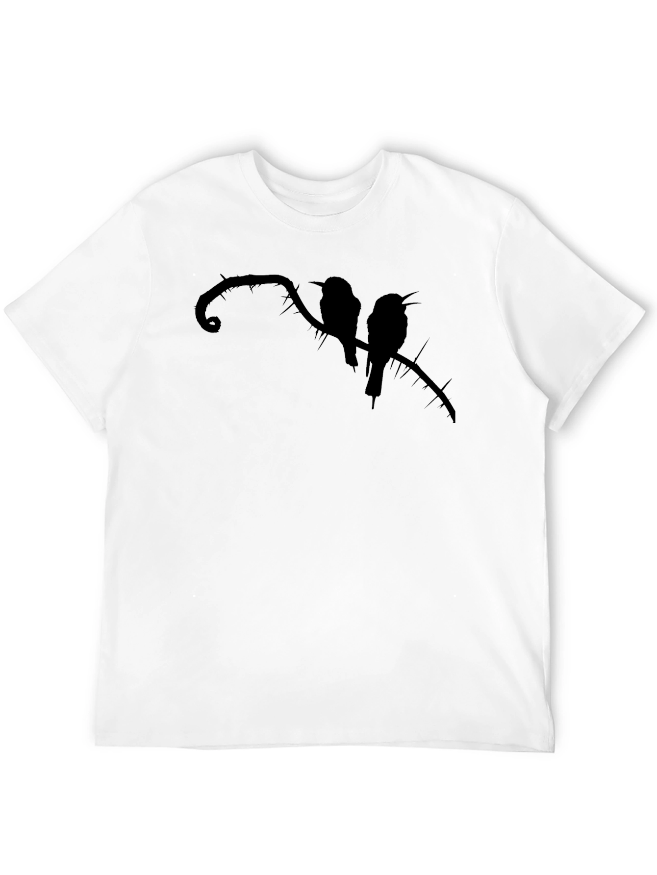 Camiseta Negra con Silueta de Aves