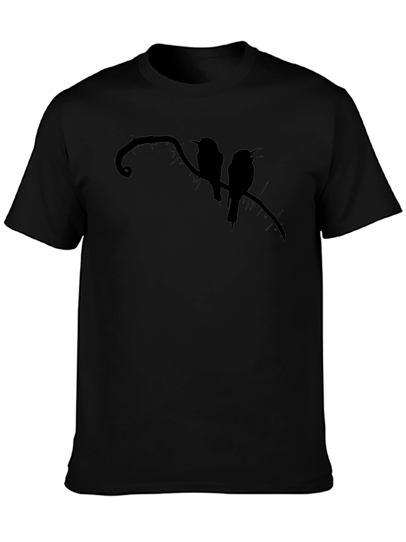 Camiseta Negra con Silueta de Aves