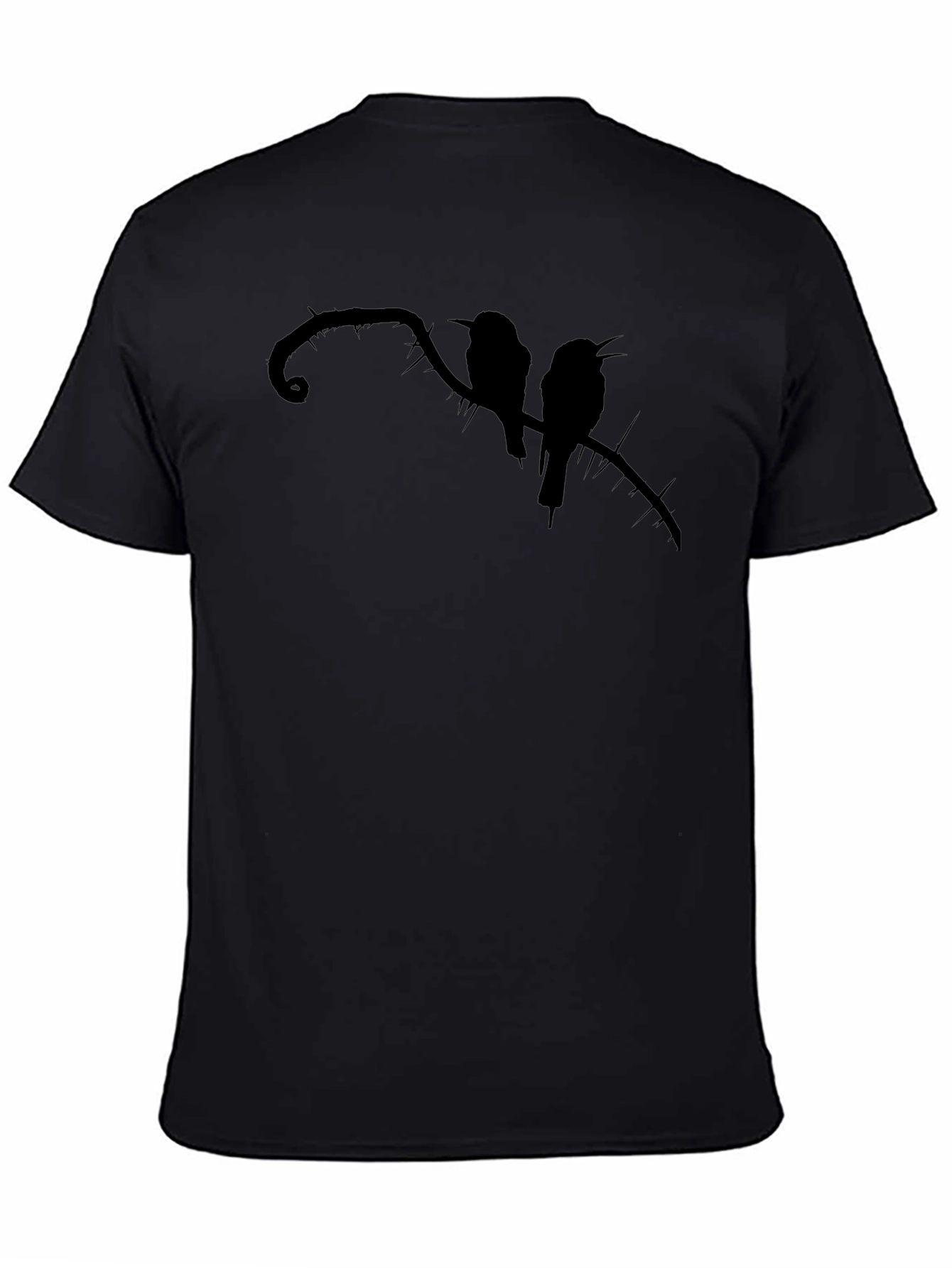 Camiseta Negra con Silueta de Aves