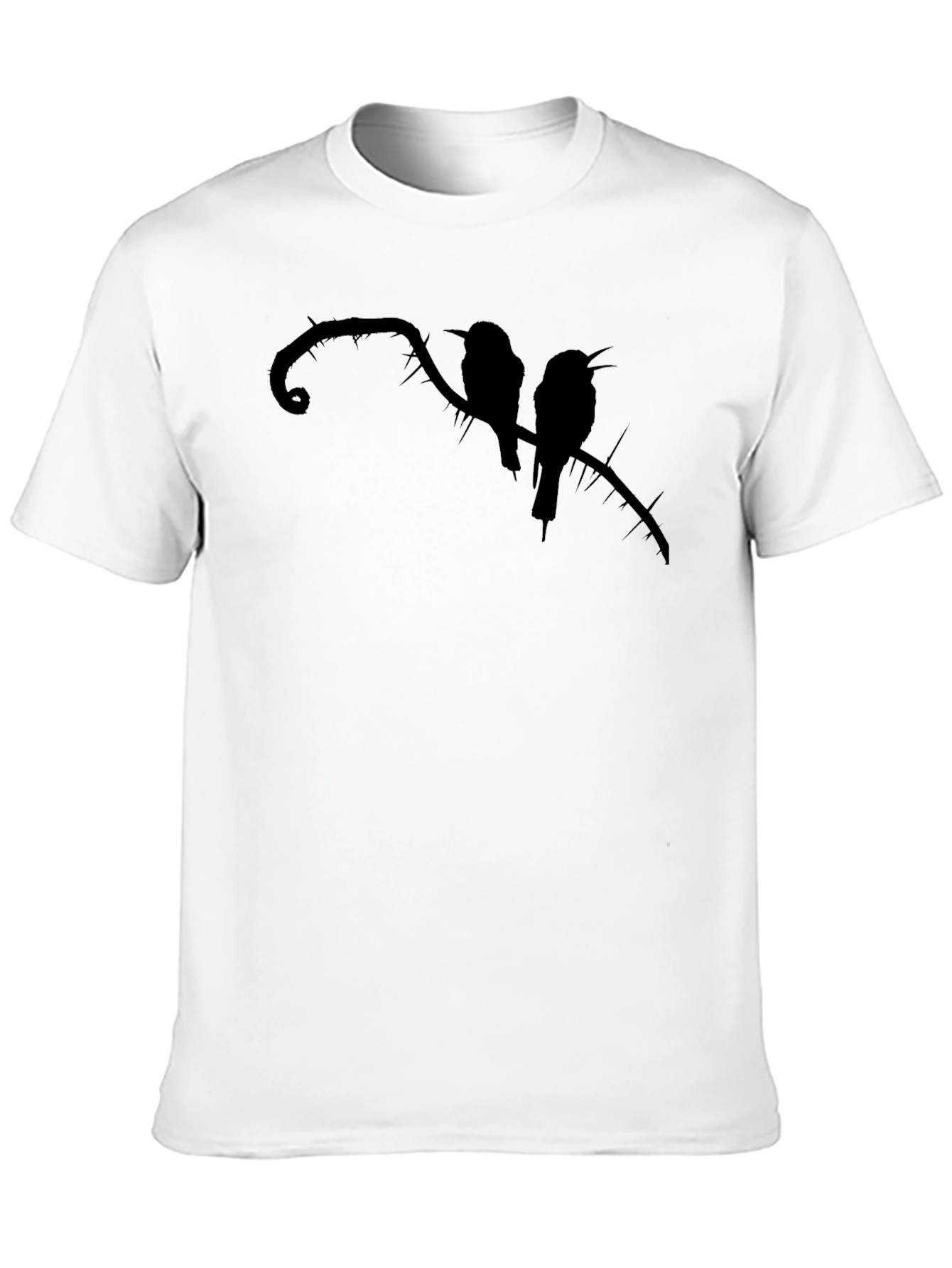 Camiseta Negra con Silueta de Aves