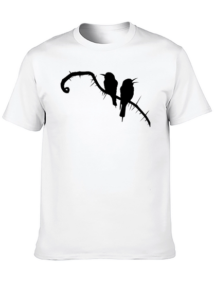 Camiseta Negra con Silueta de Aves