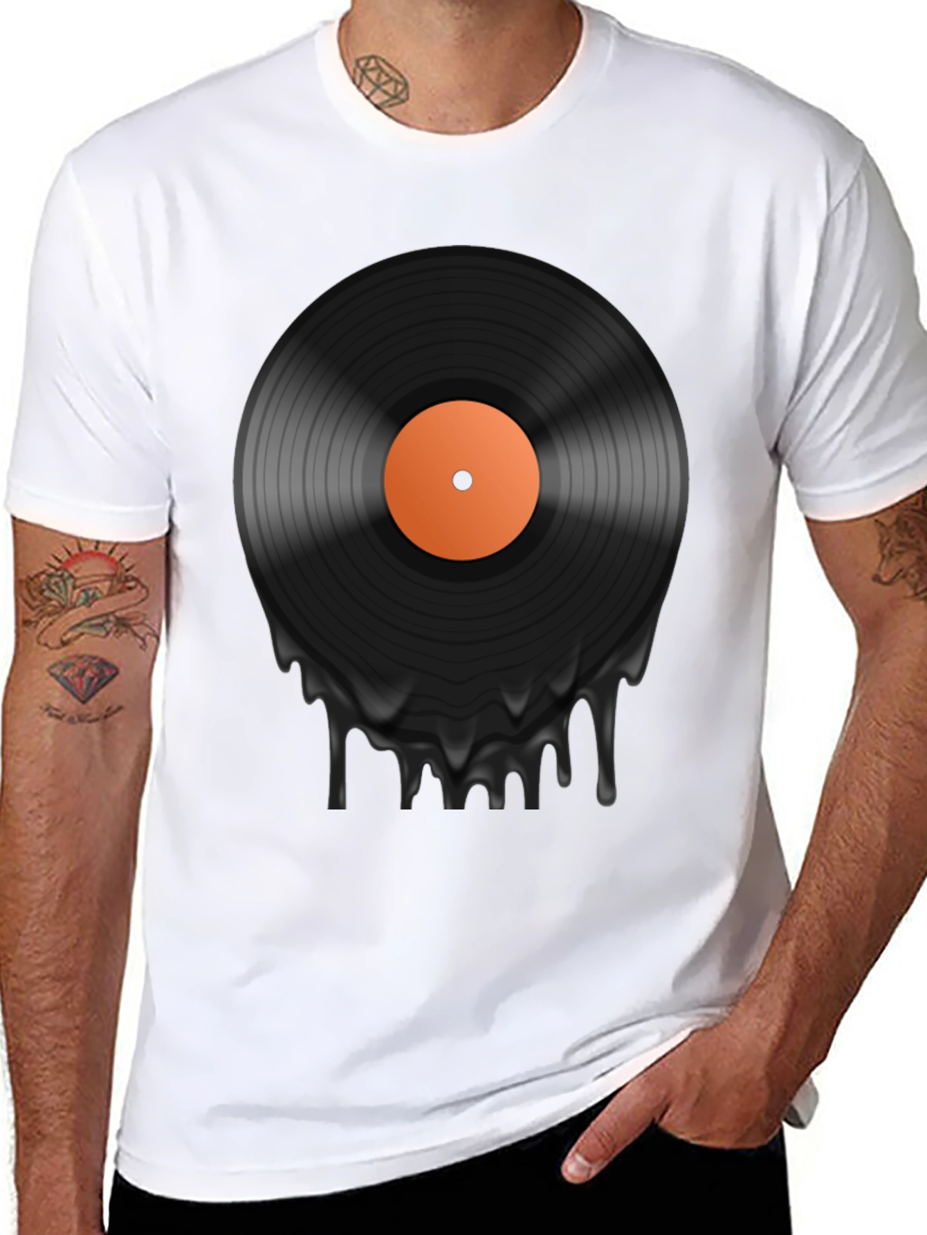 Camiseta Negra con Diseño de Vinilo Derretido