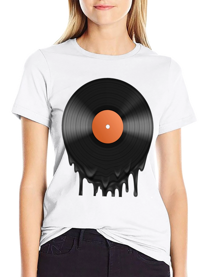 Camiseta Negra con Diseño de Vinilo Derretido