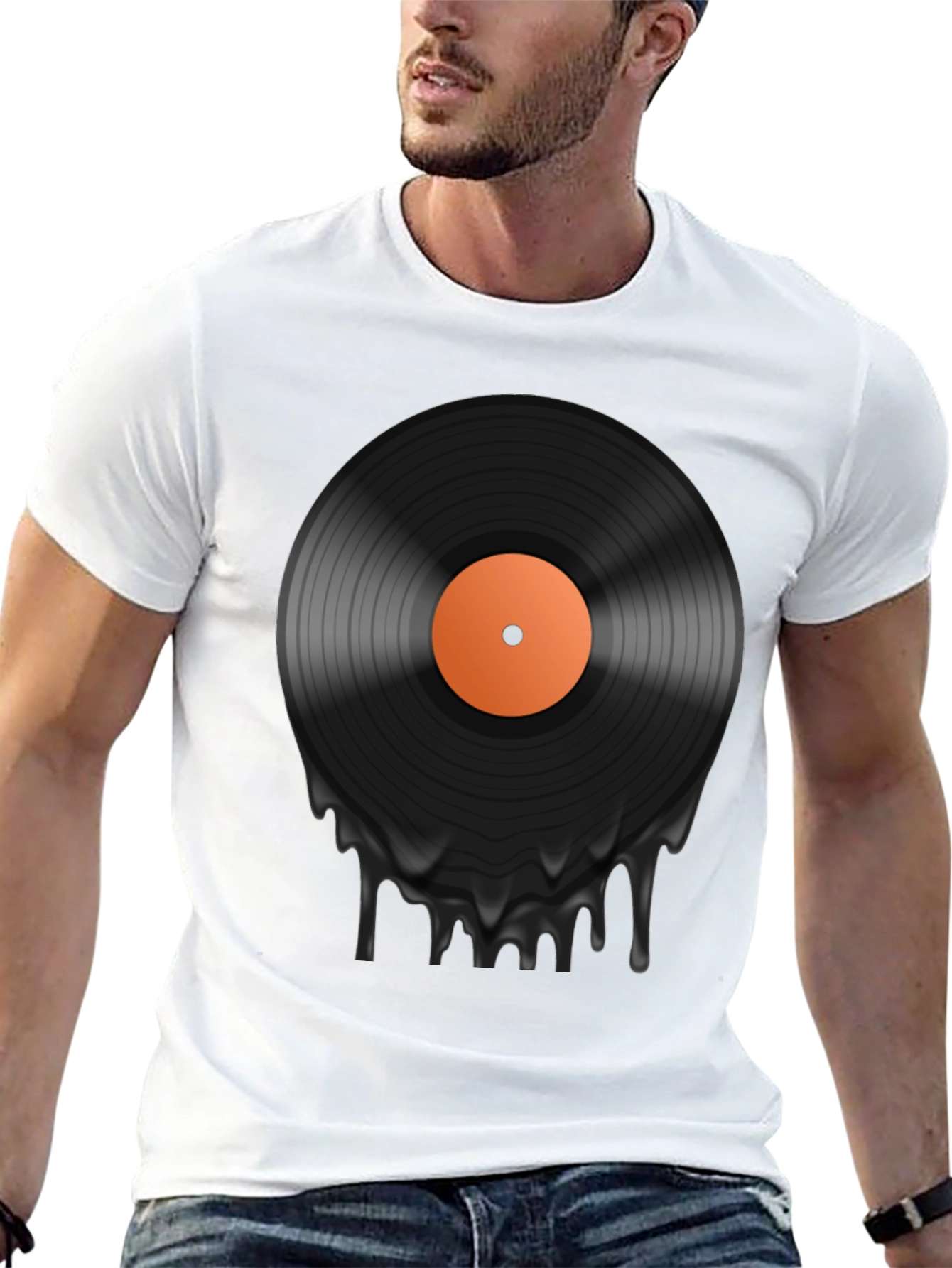 Camiseta Negra con Diseño de Vinilo Derretido