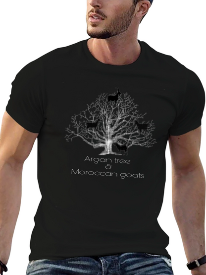 Camiseta Negra Árbol de Argán y Cabras Marroquíes
