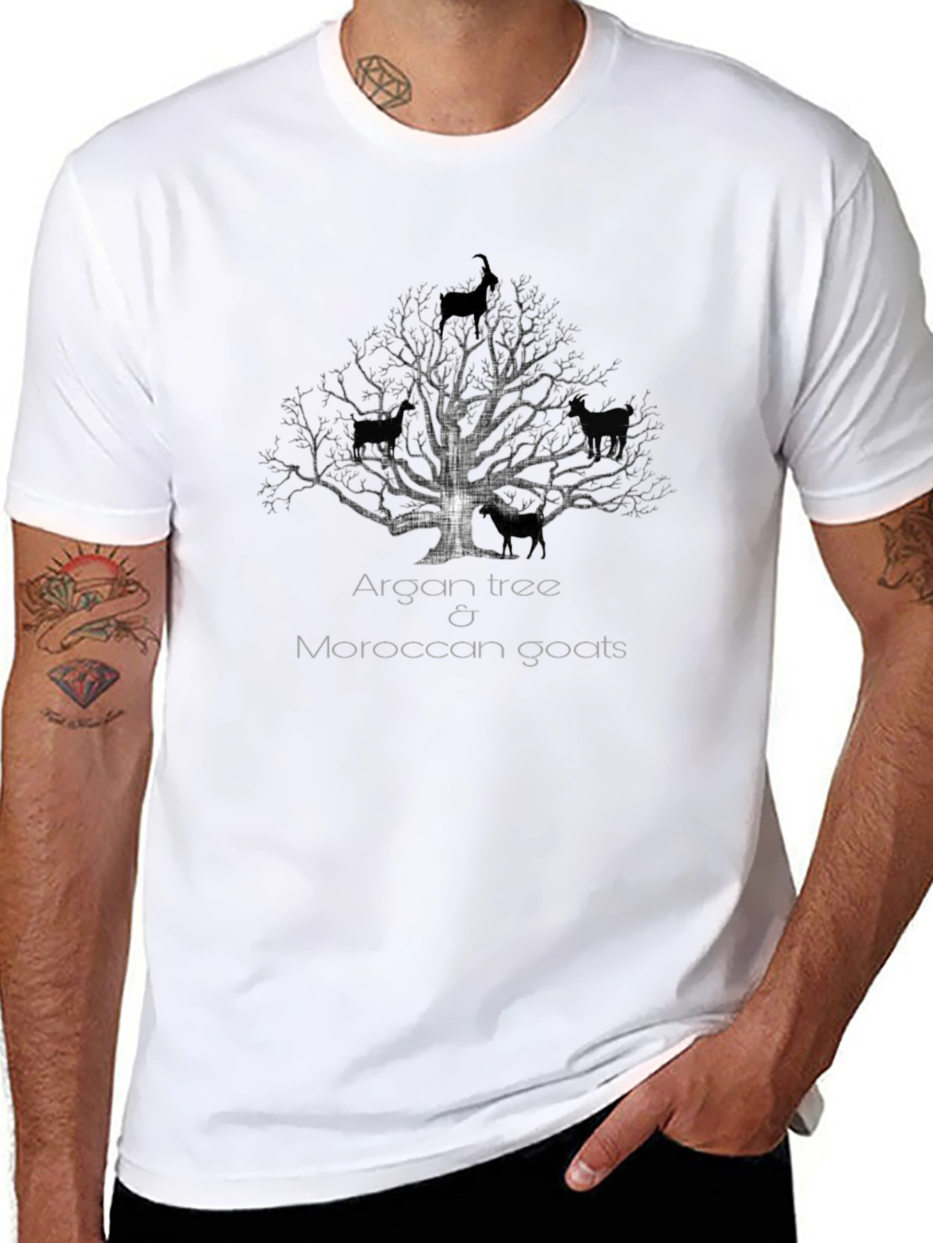 Camiseta Negra Árbol de Argán y Cabras Marroquíes