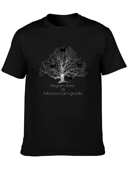 Camiseta Negra Árbol de Argán y Cabras Marroquíes