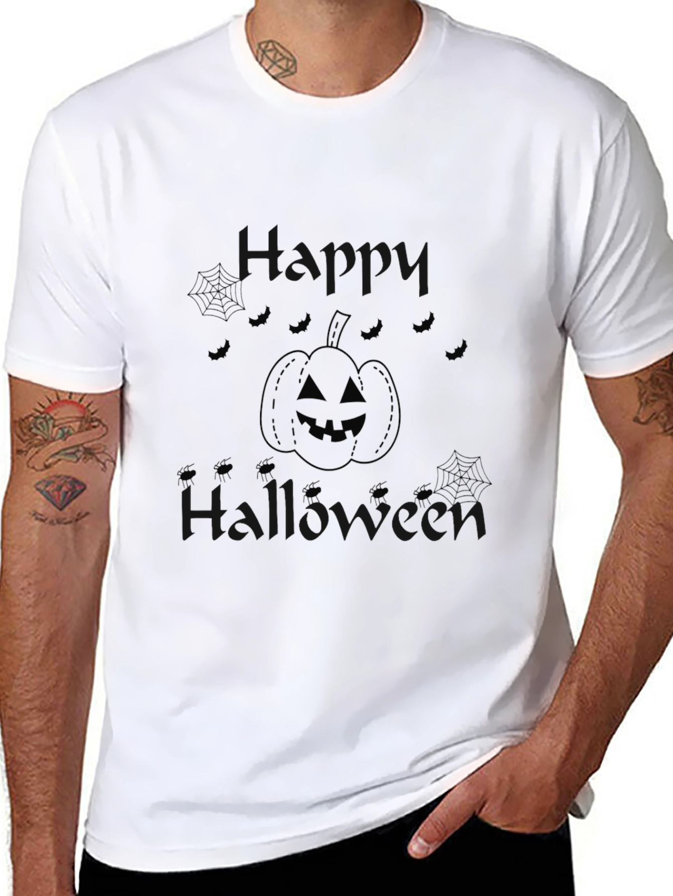 Camiseta Negra Halloween Diseño Calabaza