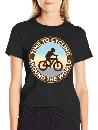 Camiseta Negra: Tiempo para Ciclar Alrededor del Mundo