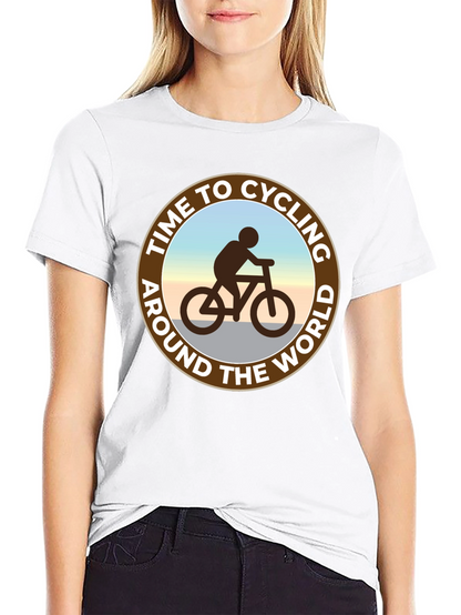Camiseta Negra: Tiempo para Ciclar Alrededor del Mundo