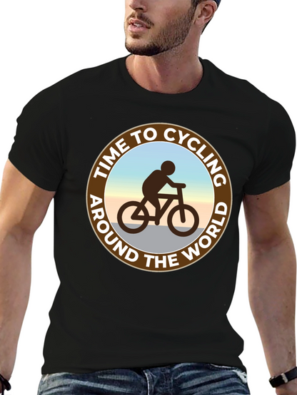 Camiseta Negra: Tiempo para Ciclar Alrededor del Mundo
