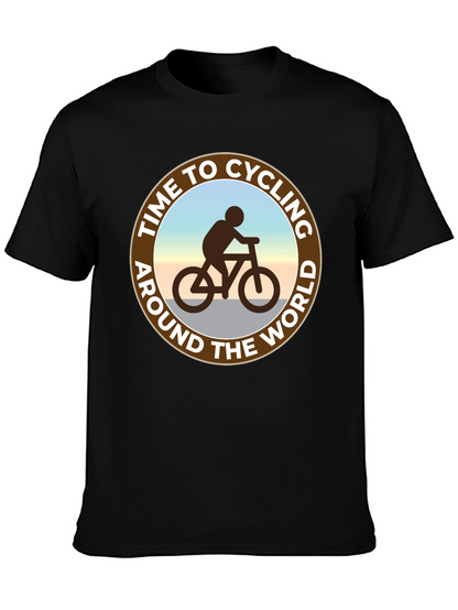 Camiseta Negra: Tiempo para Ciclar Alrededor del Mundo