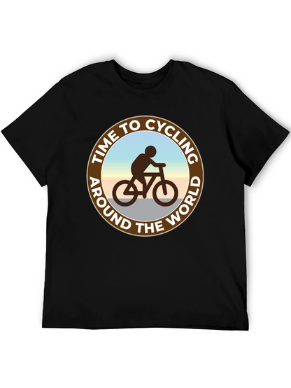 Camiseta Negra: Tiempo para Ciclar Alrededor del Mundo