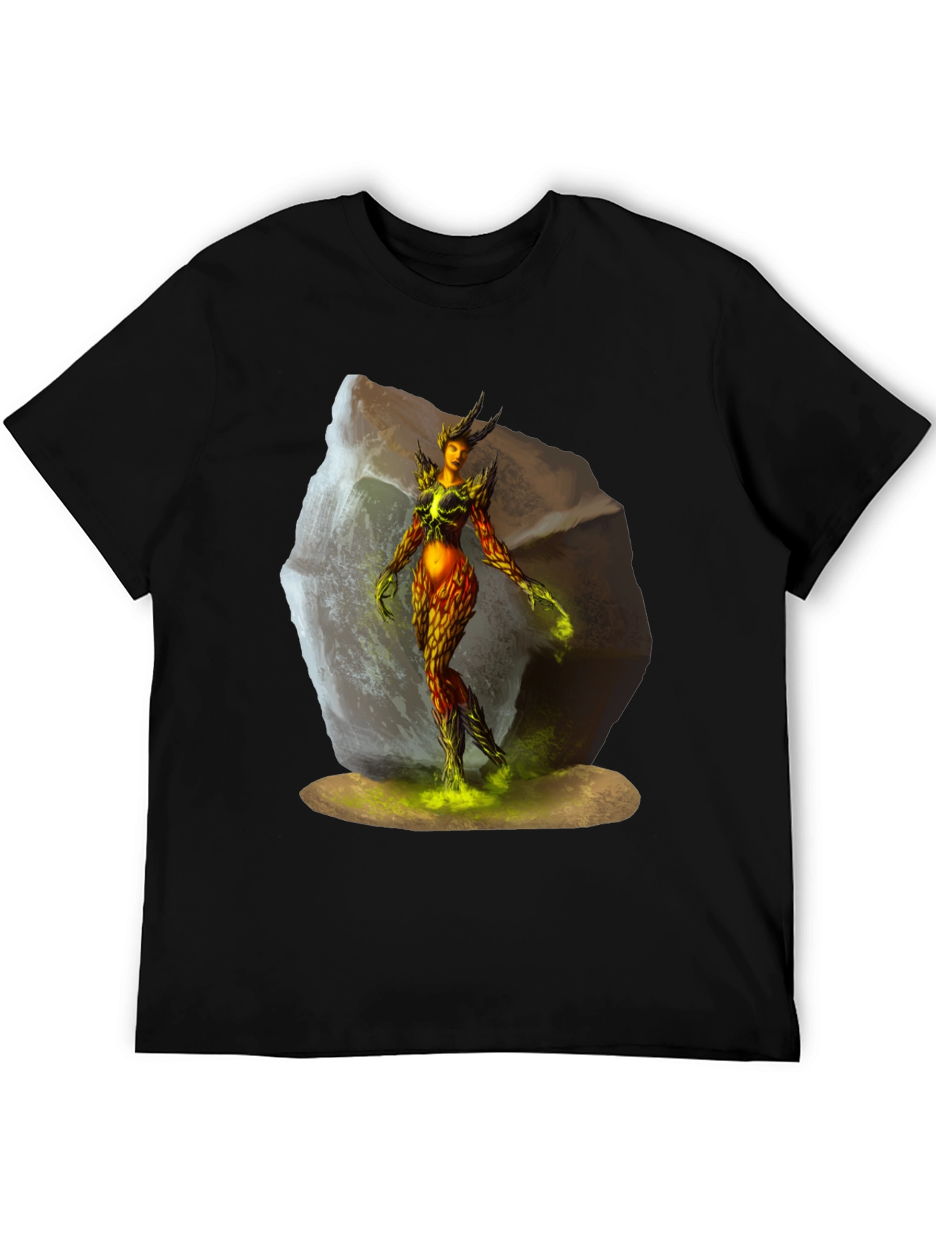 Camiseta Negra con Diseño Fantasía