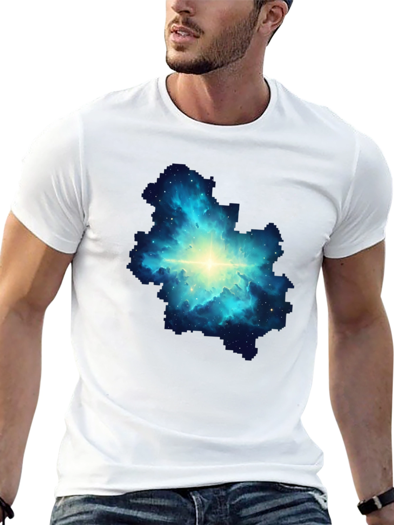 Camiseta Negra con Diseño de Nebulosa Estelar
