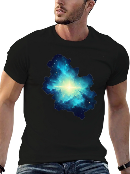 Camiseta Negra con Diseño de Nebulosa Estelar