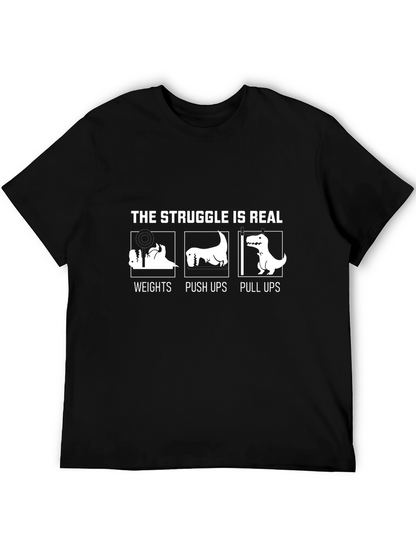 Camiseta Negra Divertida The Struggle is Real para Entrenar