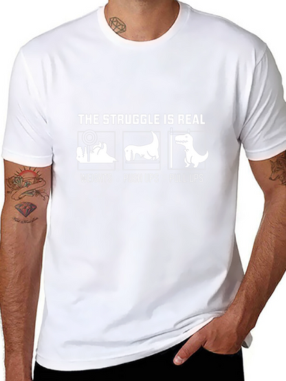 Camiseta Negra Divertida The Struggle is Real para Entrenar