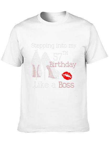 Camiseta Negra de Cumpleaños #57 con Diseño de Tacones