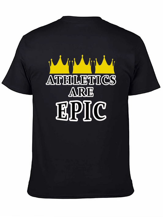 Camiseta Negra: Atletas Épicos con Coronas Doradas