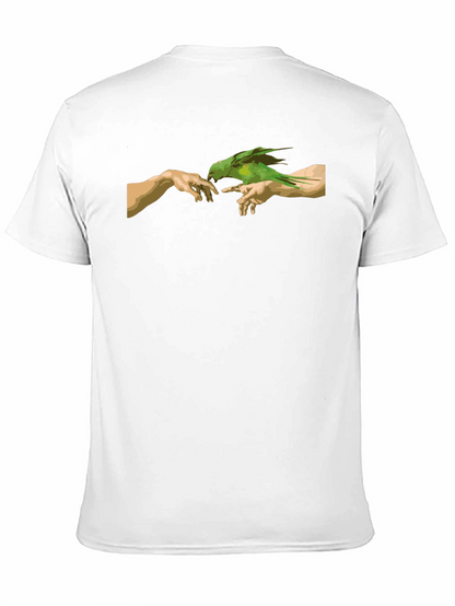 Camiseta Negra con Diseño de Creación y Loro