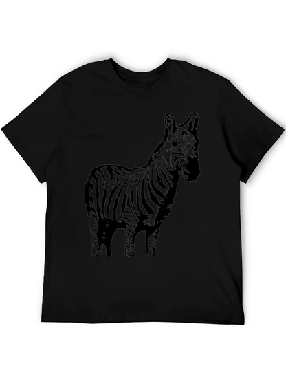 Camiseta Negra Estampado Cebra Casual Hombre