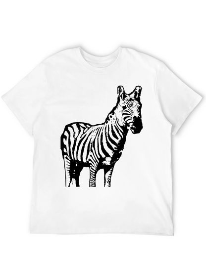 Camiseta Negra Estampado Cebra Casual Hombre