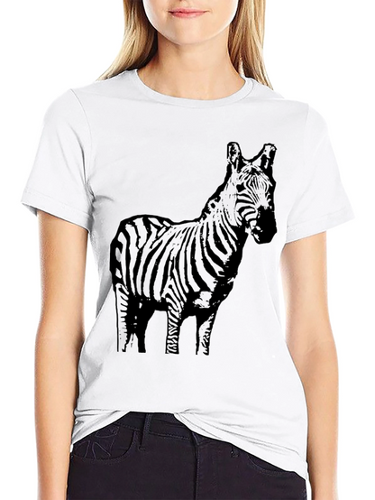 Camiseta Negra Estampado Cebra Casual Hombre